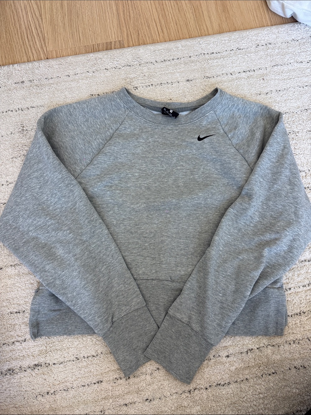 Nike Light Gray Crewneck Sweatshirt with Black Swoosh